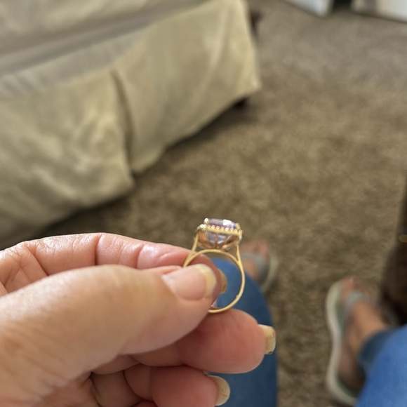 14Kgold rose de France amethyst & red pave rubies - Picture 4 of 7